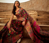 Kashmiri saree exclusive Dark shaded collection with detailed kashmiri inspired work on modal kashmiri fabric